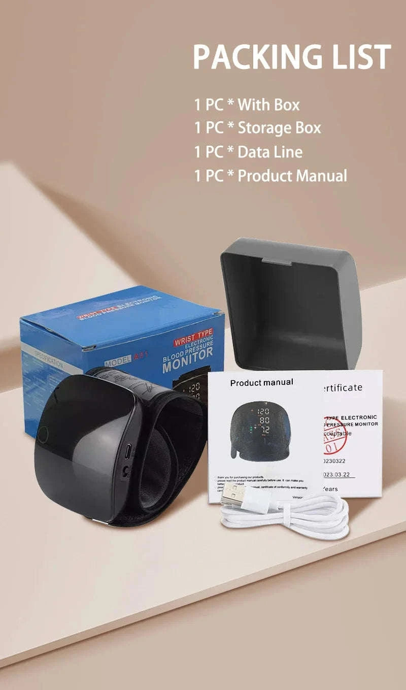 LED Wrist Blood Pressure Monitor with Voice Guidance-Arabic Voice