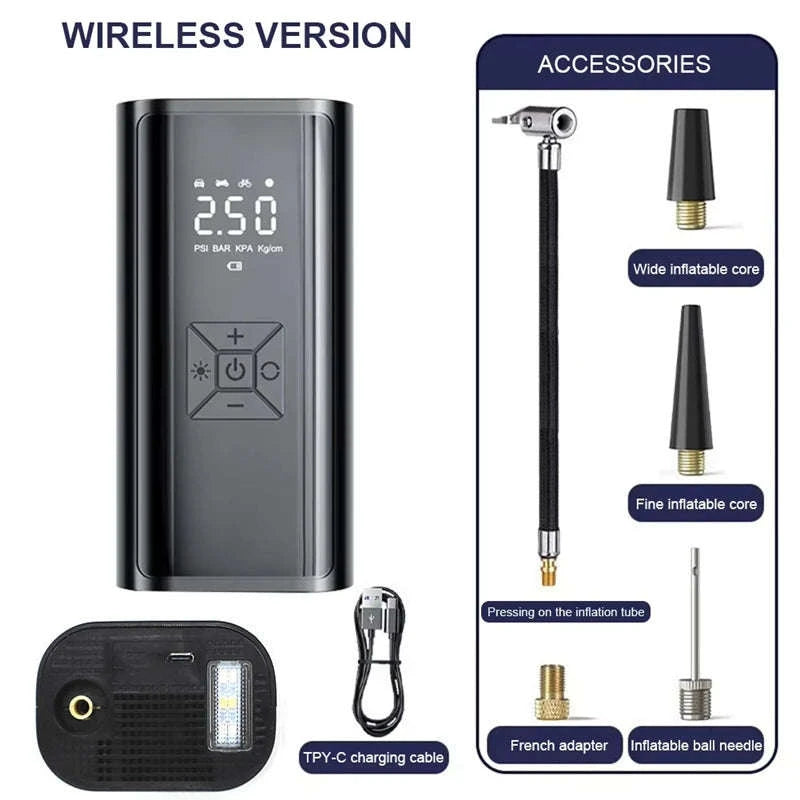 LEIBOO Portable Air Compressor for Car & Bike Tires-Wireless