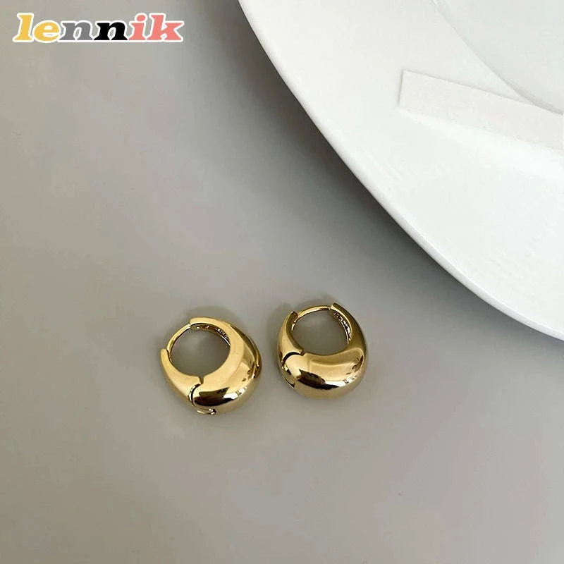 LENNIK Oval Elegant Earrings-Gold / CHINA