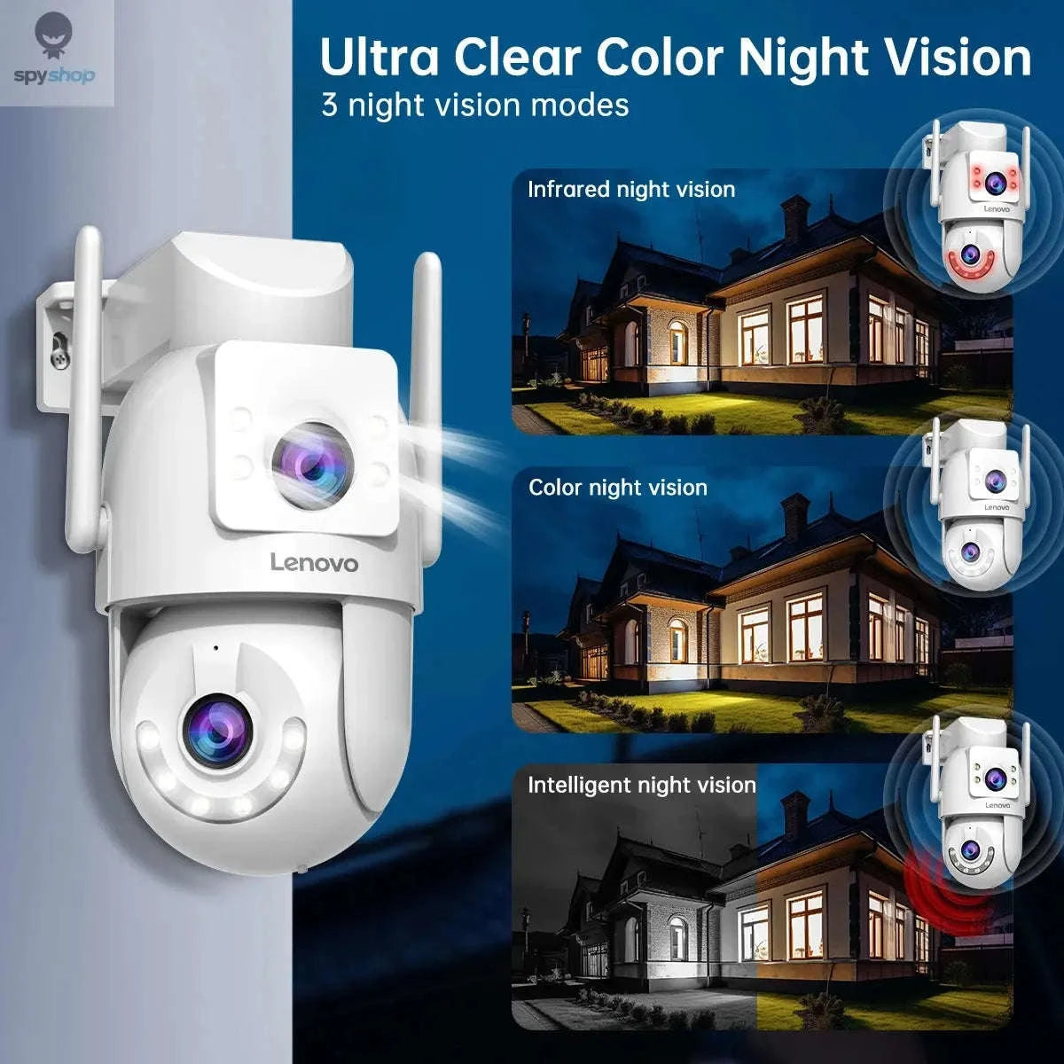Lenovo 4K WiFi Surveillance Camera X6 – Dual‑Lens PTZ Security with Night Vision-4MP Add 64G / EU plug