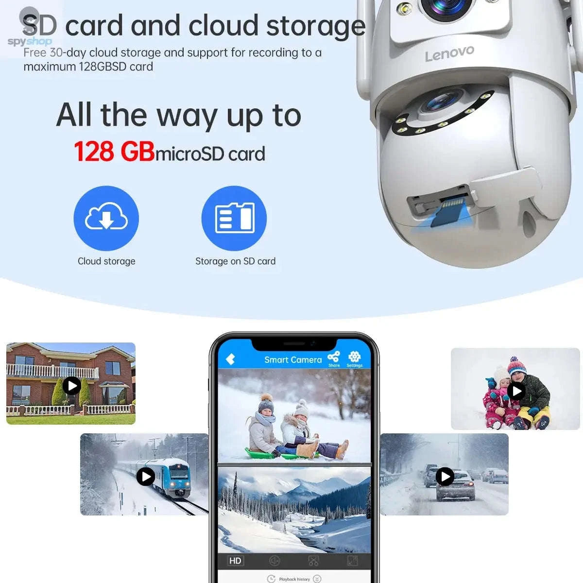 Lenovo 4K WiFi Surveillance Camera X6 – Dual‑Lens PTZ Security with Night Vision-4MP Add 64G / EU plug