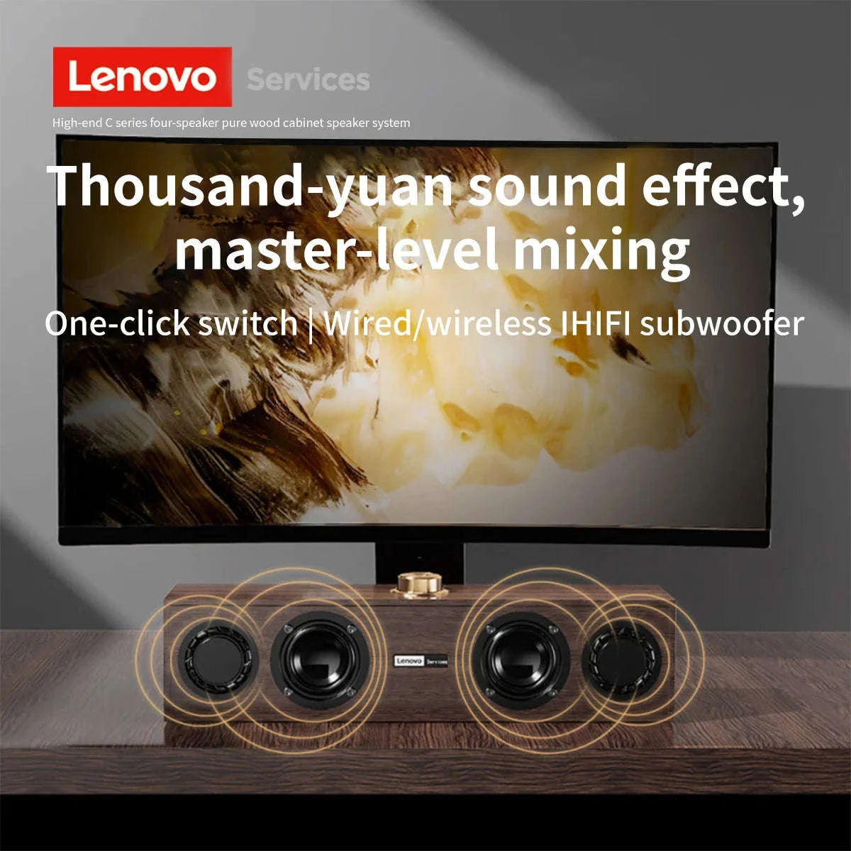 Lenovo C02 Bluetooth & Wired Dual-Mode Speaker with 3D Sound-Khaki