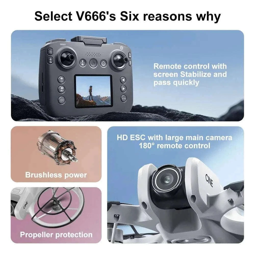 Lenovo V666 4K WiFi Drone with Obstacle Avoidance & Brushless Motor-Black-4k-battery-1