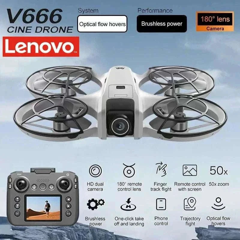 Lenovo V666 4K WiFi Drone with Obstacle Avoidance & Brushless Motor-Black-4k-battery-1