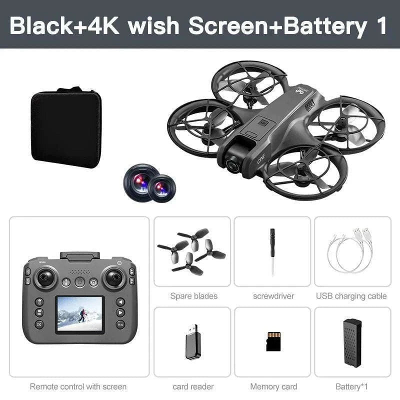Lenovo V666 4K WiFi Drone with Obstacle Avoidance & Brushless Motor-Black-4k-battery-1