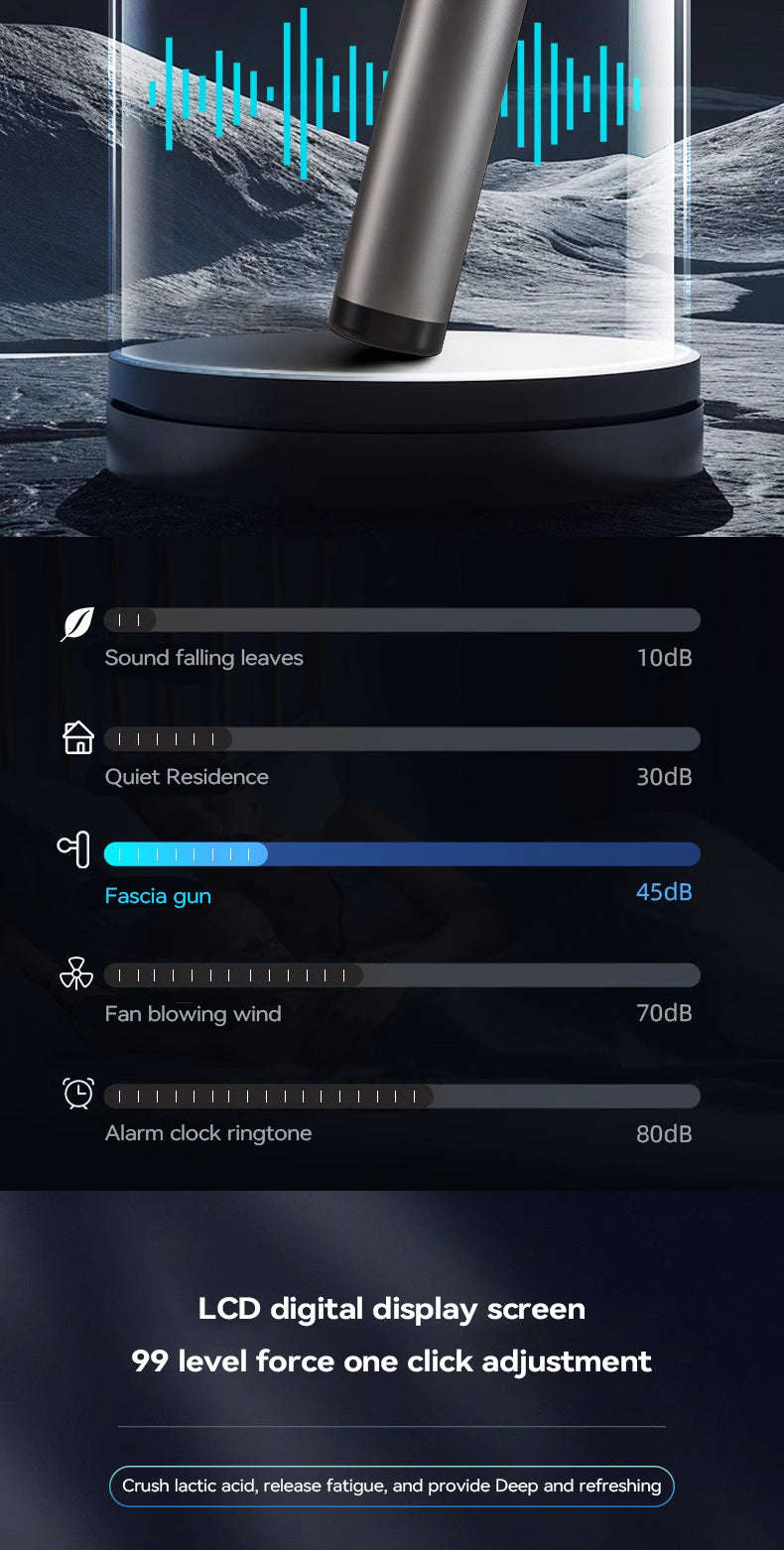 Lenovo Wireless Massager Gun with 8 Massage Heads-Grey