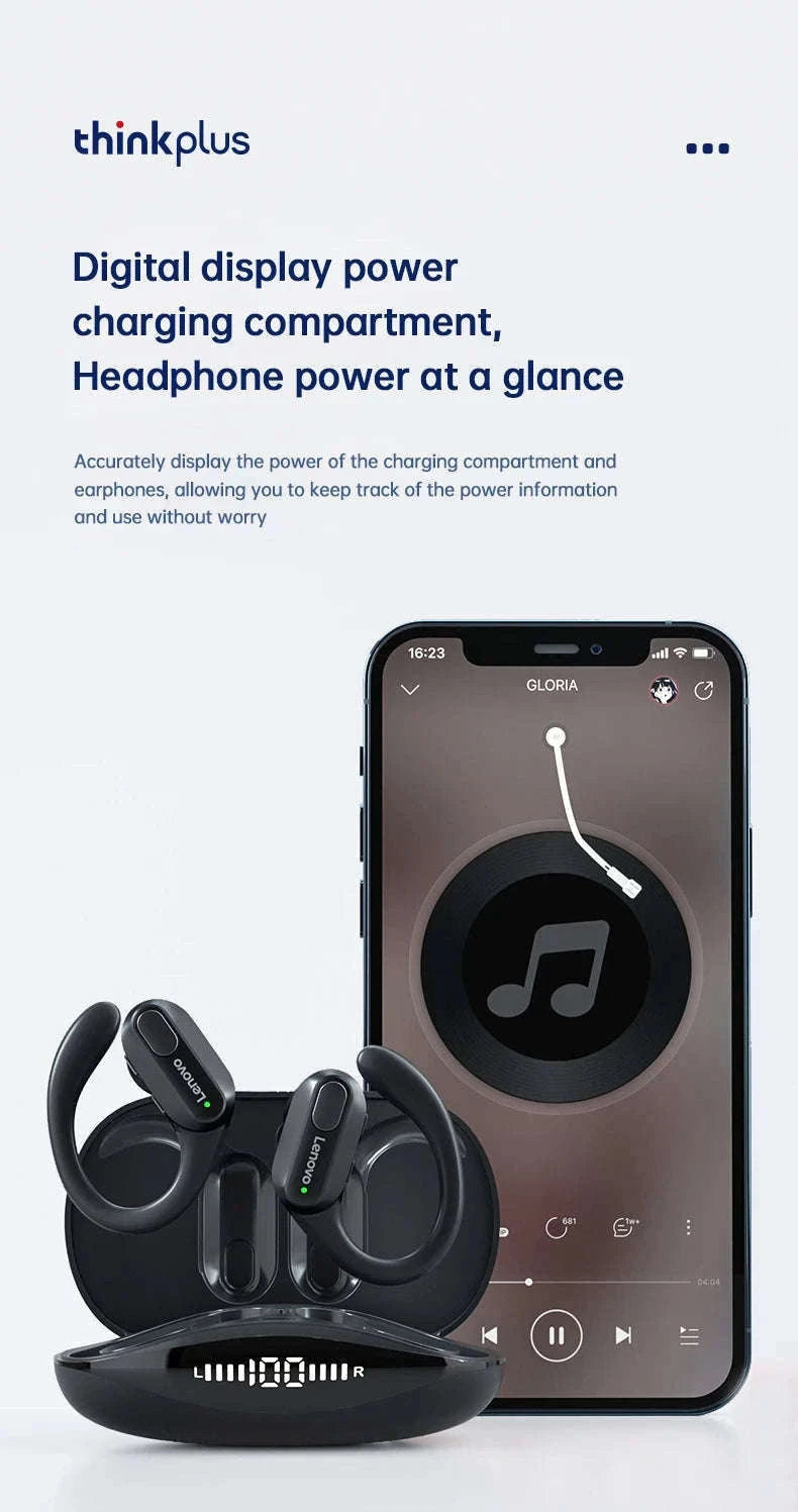 Lenovo XT80 Sports Wireless Earphones with Case Display-black