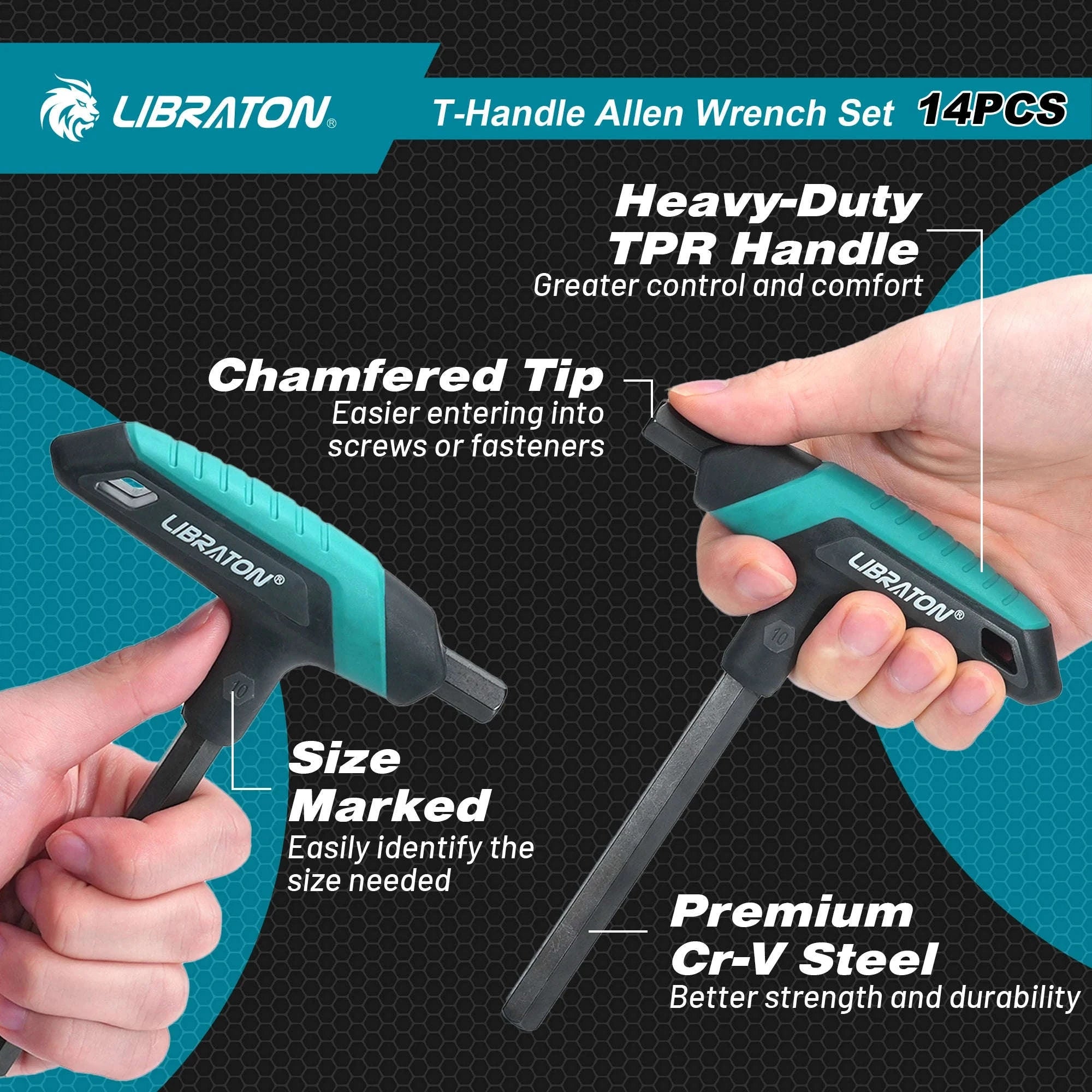 LIBRATON 14PCS T-Handle Allen Wrench Set-Allen Wrench Set