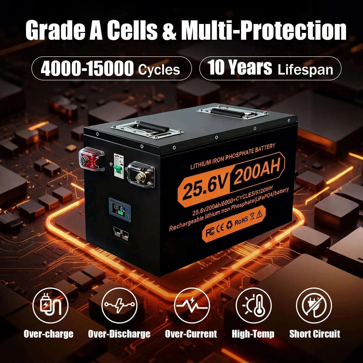 LiFePO4 Lithium Battery 100Ah-400Ah 12V/24V/48V with 100A BMS-12V 400Ah-5210Wh / China Mainland