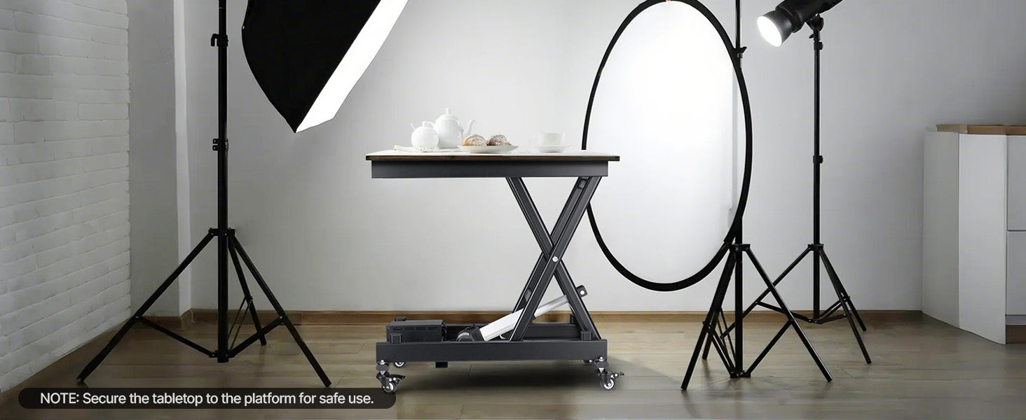 Elektrisk løftebord 150 kg kapacitet 8-28" justerbart med hjul