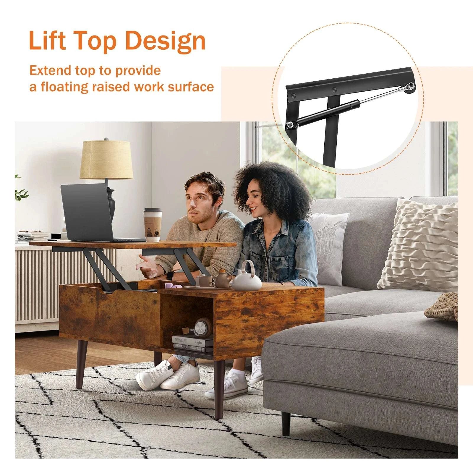 Lift Top Coffee Table with Storage Shelf 39.37" Modern Wood Desk-black / United States