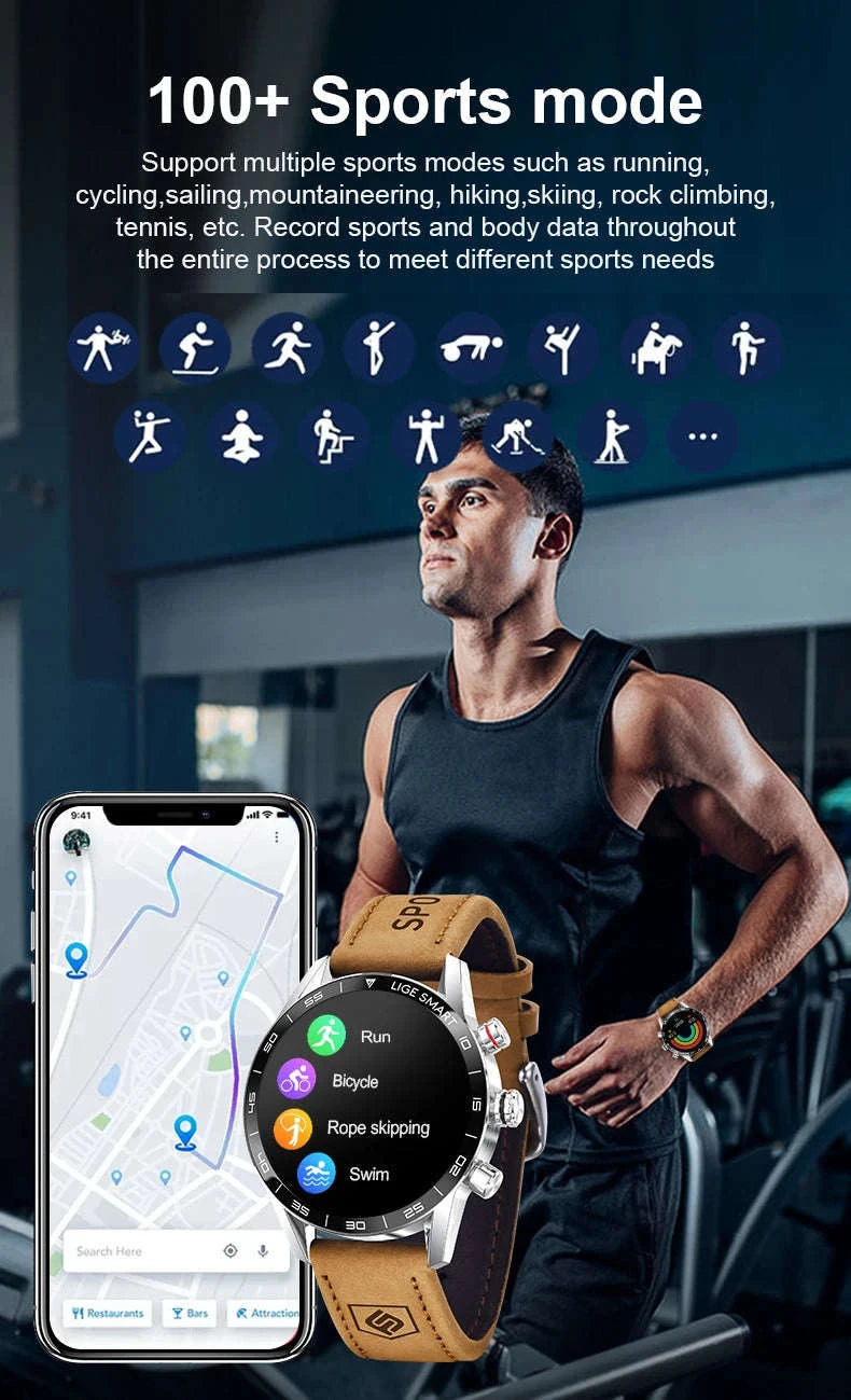 LIGE 2024 Rugged Military GPS Smartwatch-silver