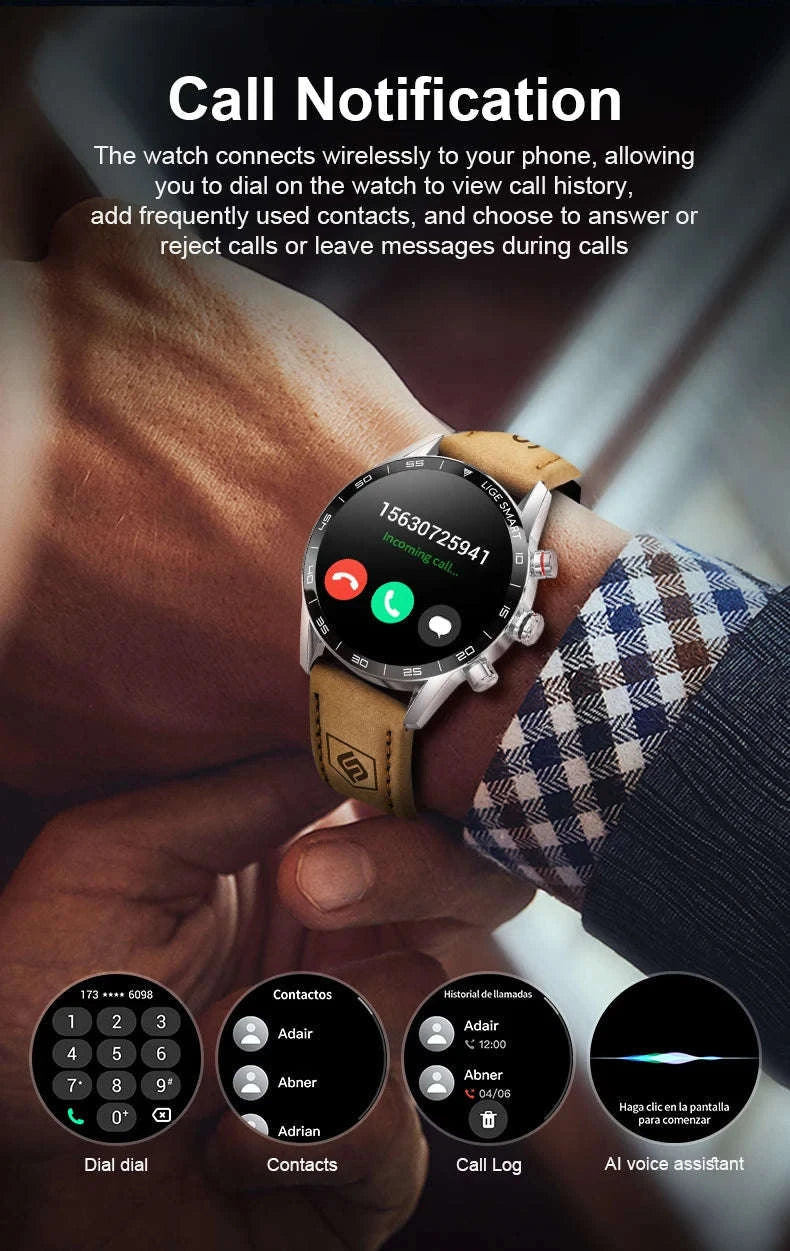 LIGE 2024 Rugged Military GPS Smartwatch-silver