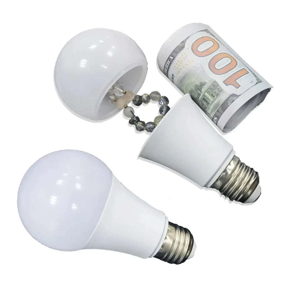 Light Bulb Hidden Storage Compartment Safe Container-White