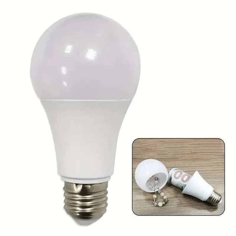 Light Bulb Hidden Storage Compartment Safe Container-White