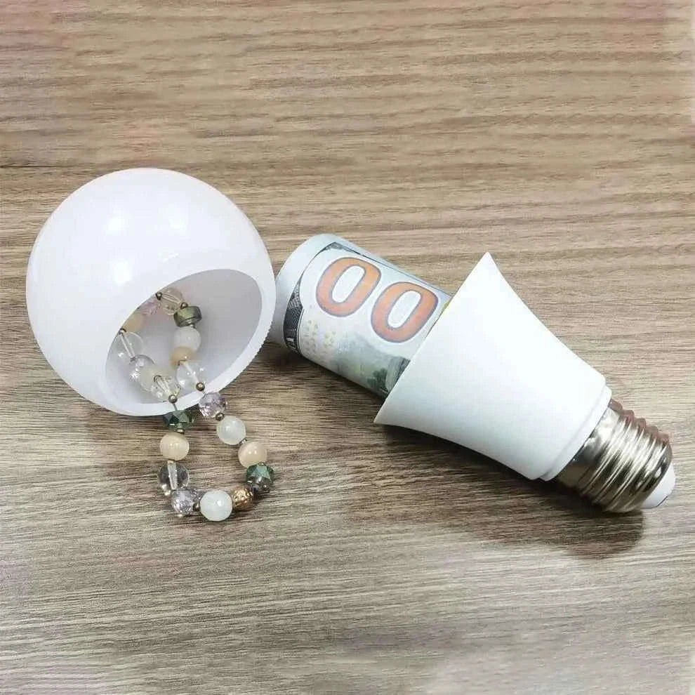 Light Bulb Hidden Storage Compartment Safe Container-White