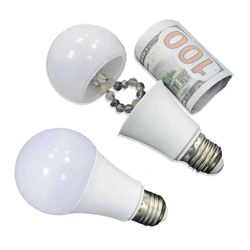 Light Bulb Hidden Storage Compartment Safe Container-White