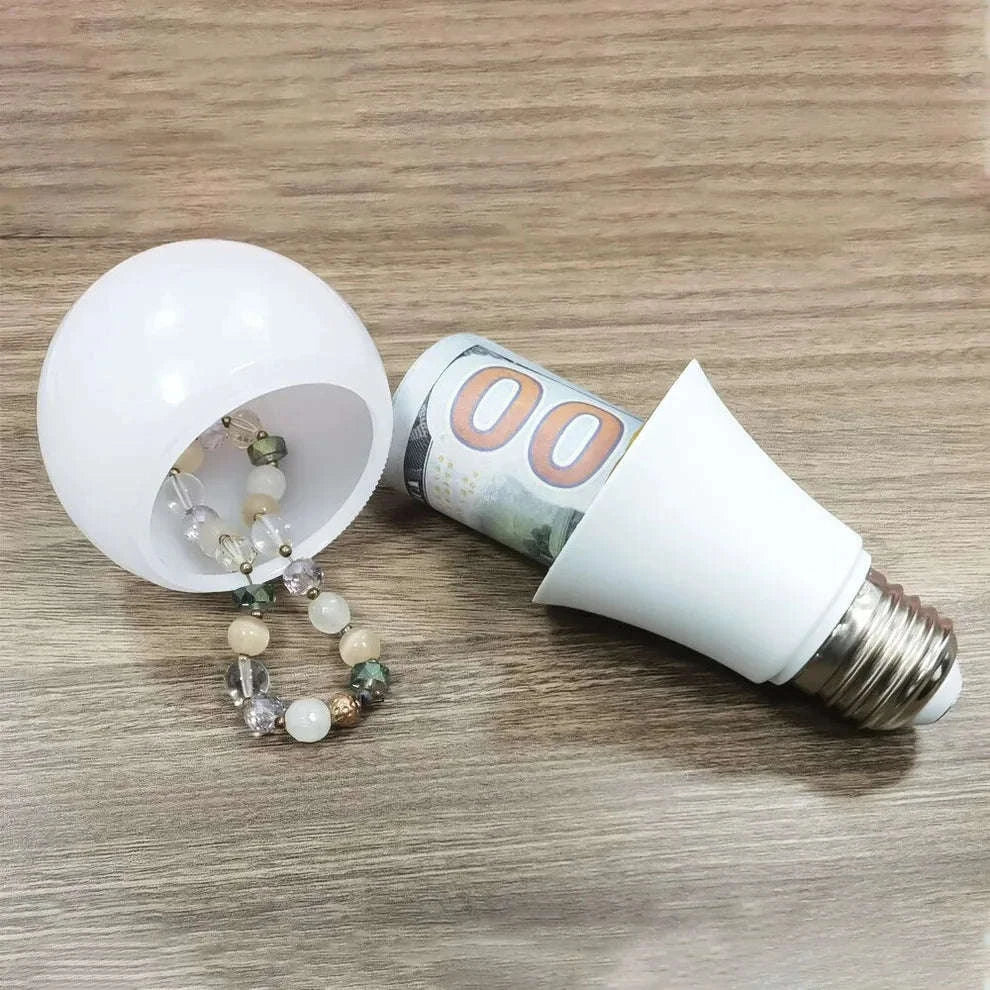 Light Bulb Hidden Storage Compartment Safe Container-White