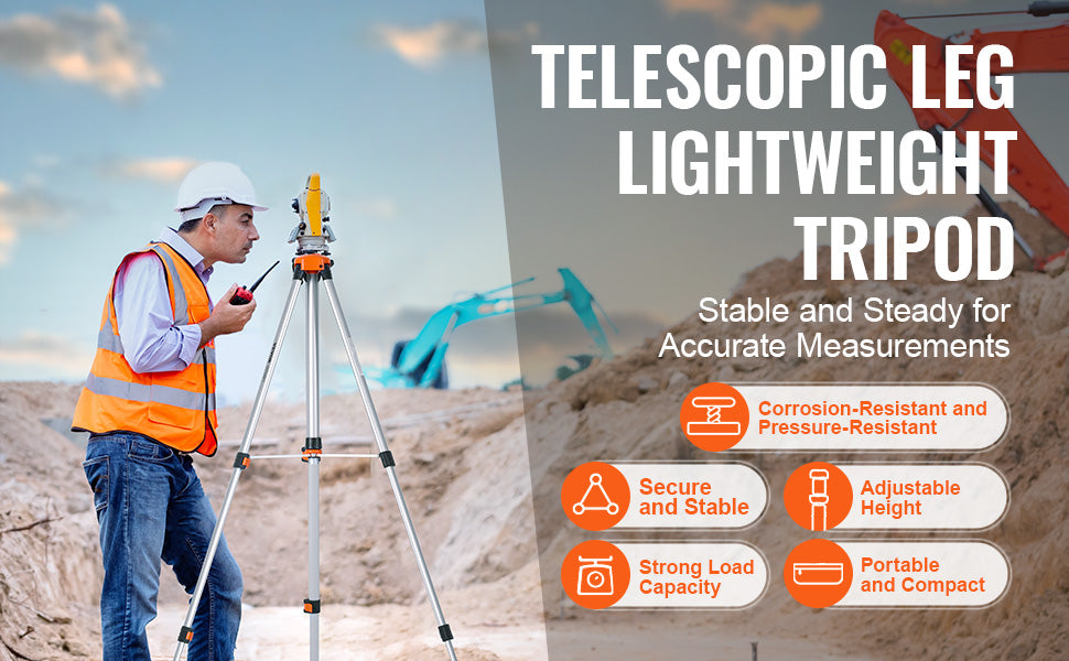 Adjustable Laser Level Tripod Stand 27–68 in with 1/4 Thread