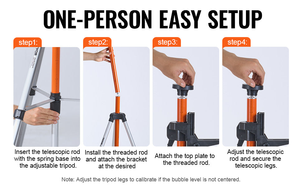 Adjustable Laser Level Tripod 40–133 Inch with Dual Thread Mount
