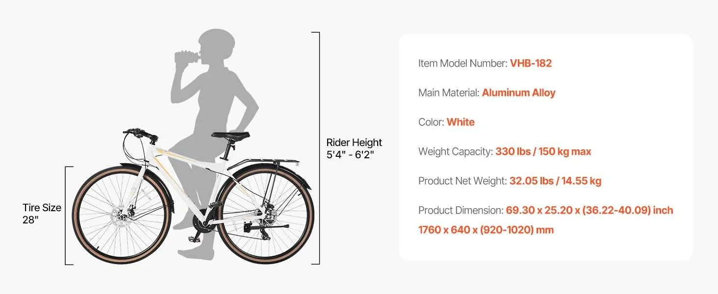 Lightweight Aluminum Hybrid Bike 700C Step-Through City Commuter-28inch type A / United States