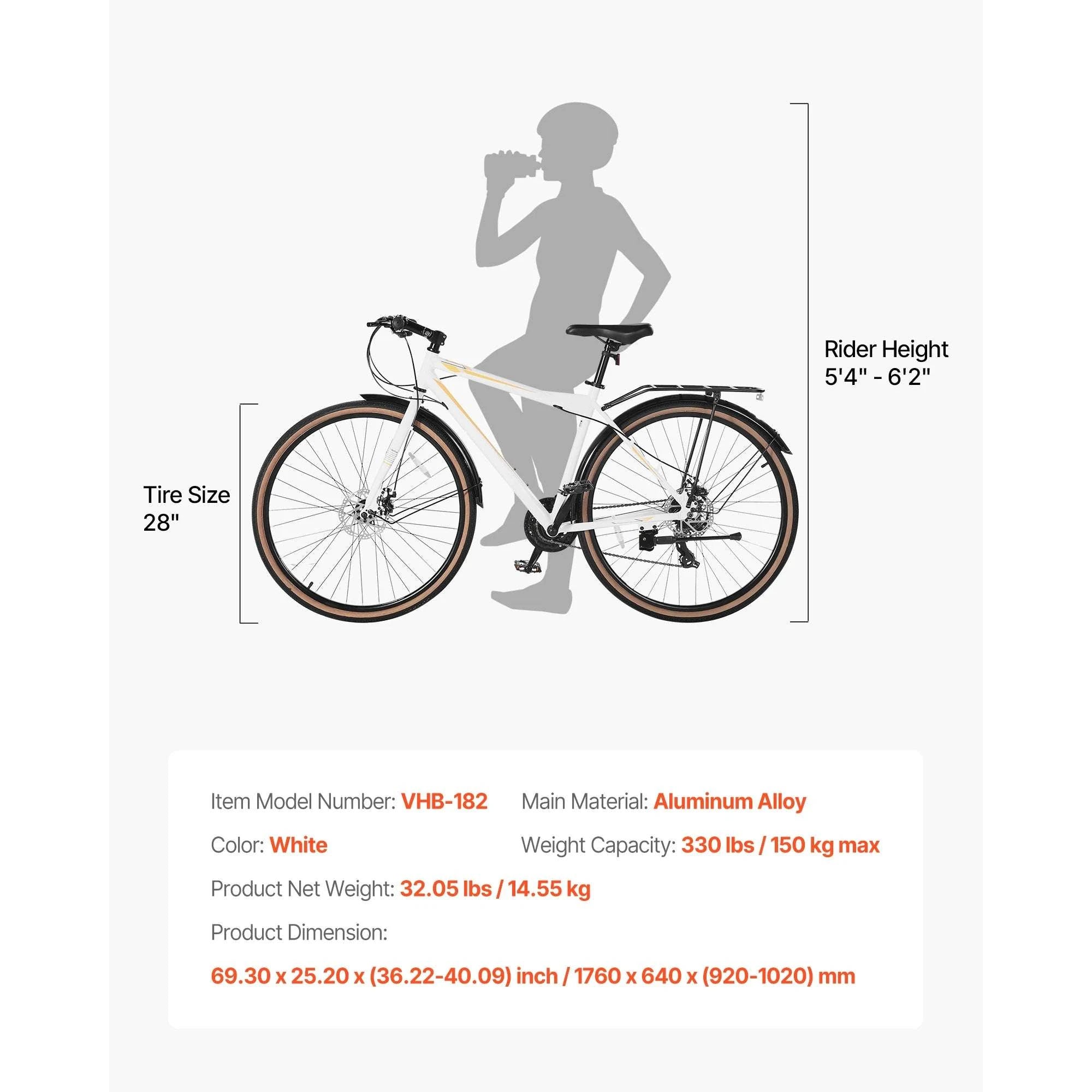 Lightweight Aluminum Hybrid Bike 700C Step-Through City Commuter-28inch type A / United States