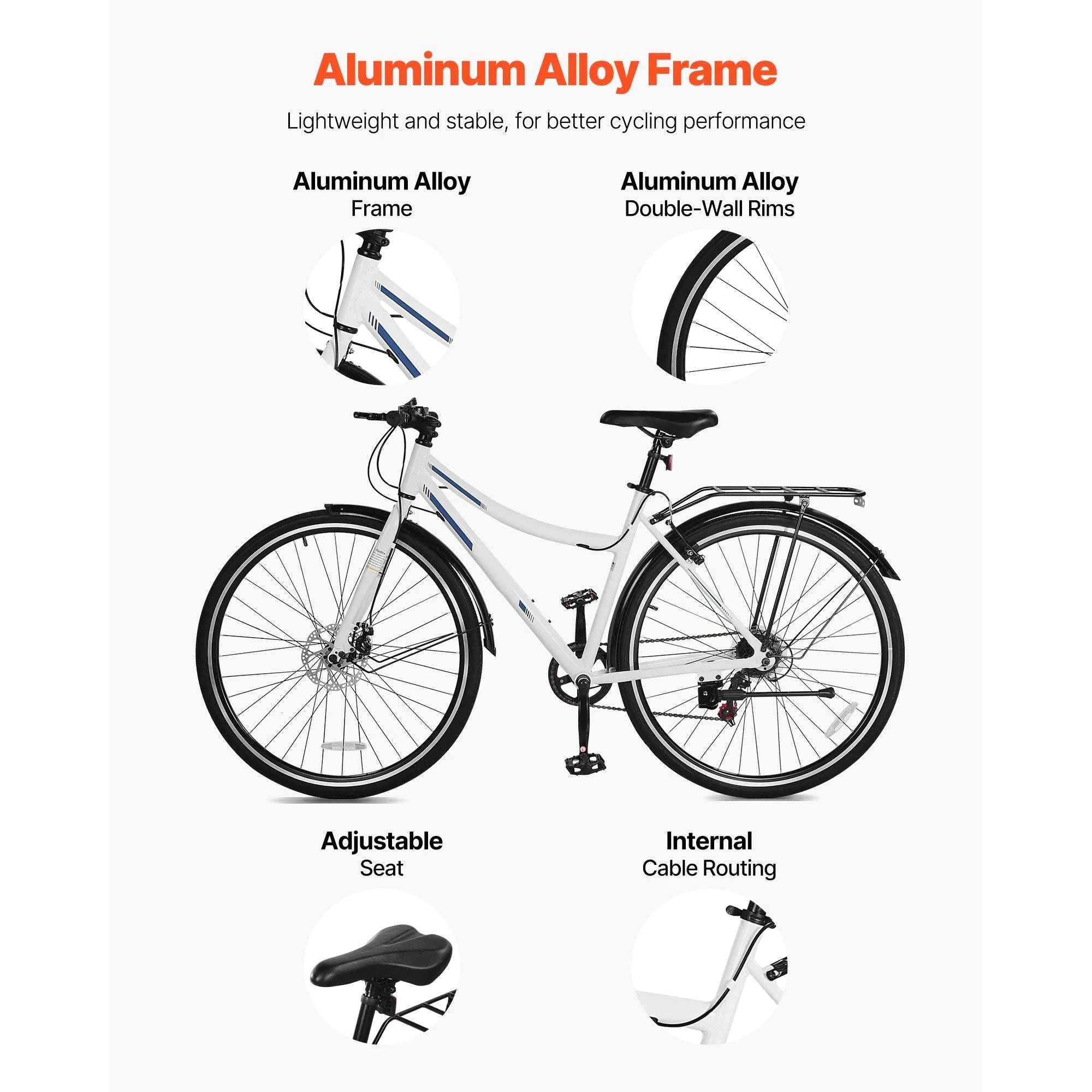 Lightweight Aluminum Hybrid Bike 700C Step-Through City Commuter-28inch type A / United States