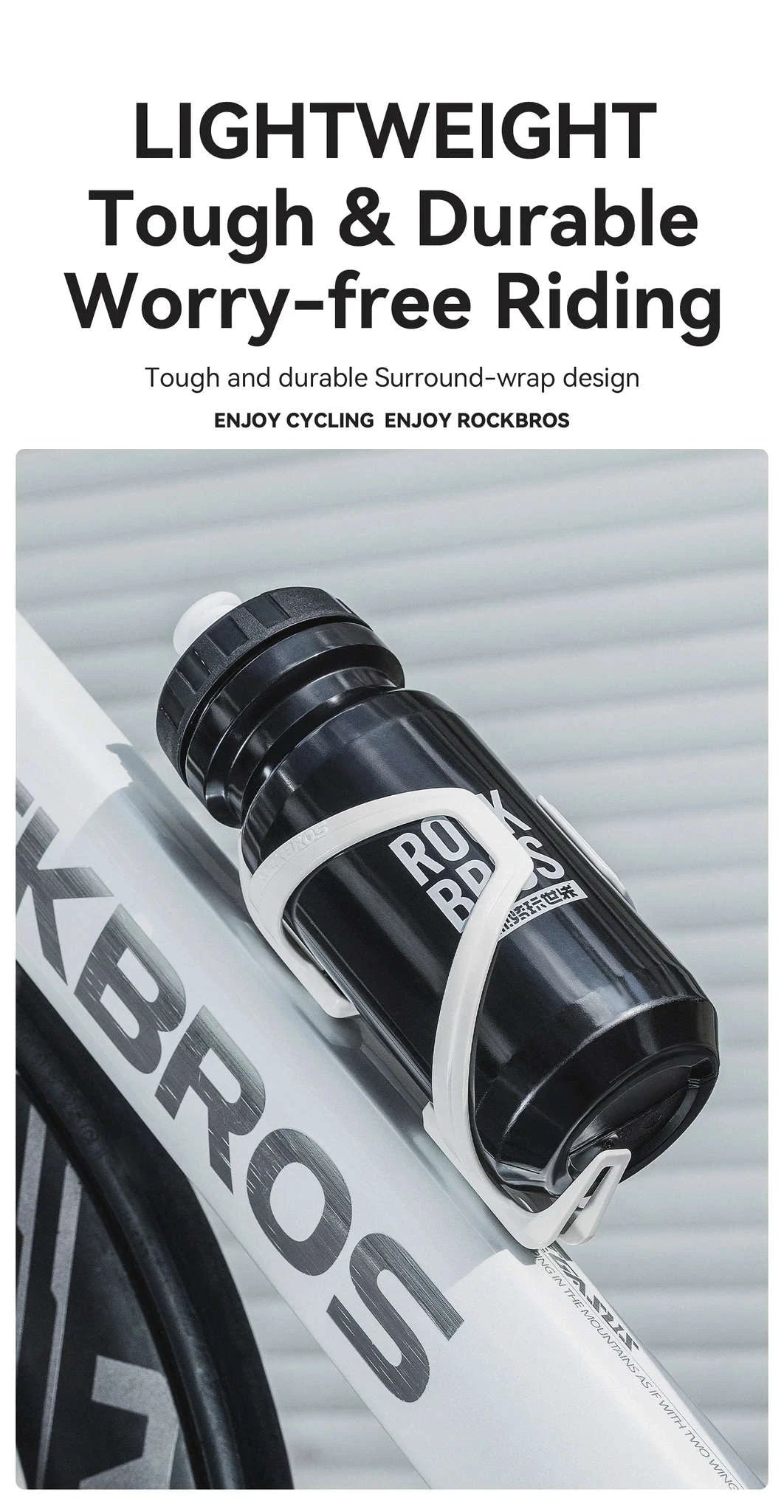Lightweight Bike Water Bottle Cage – Secure Under 75g Holder-C with 600ml bottle