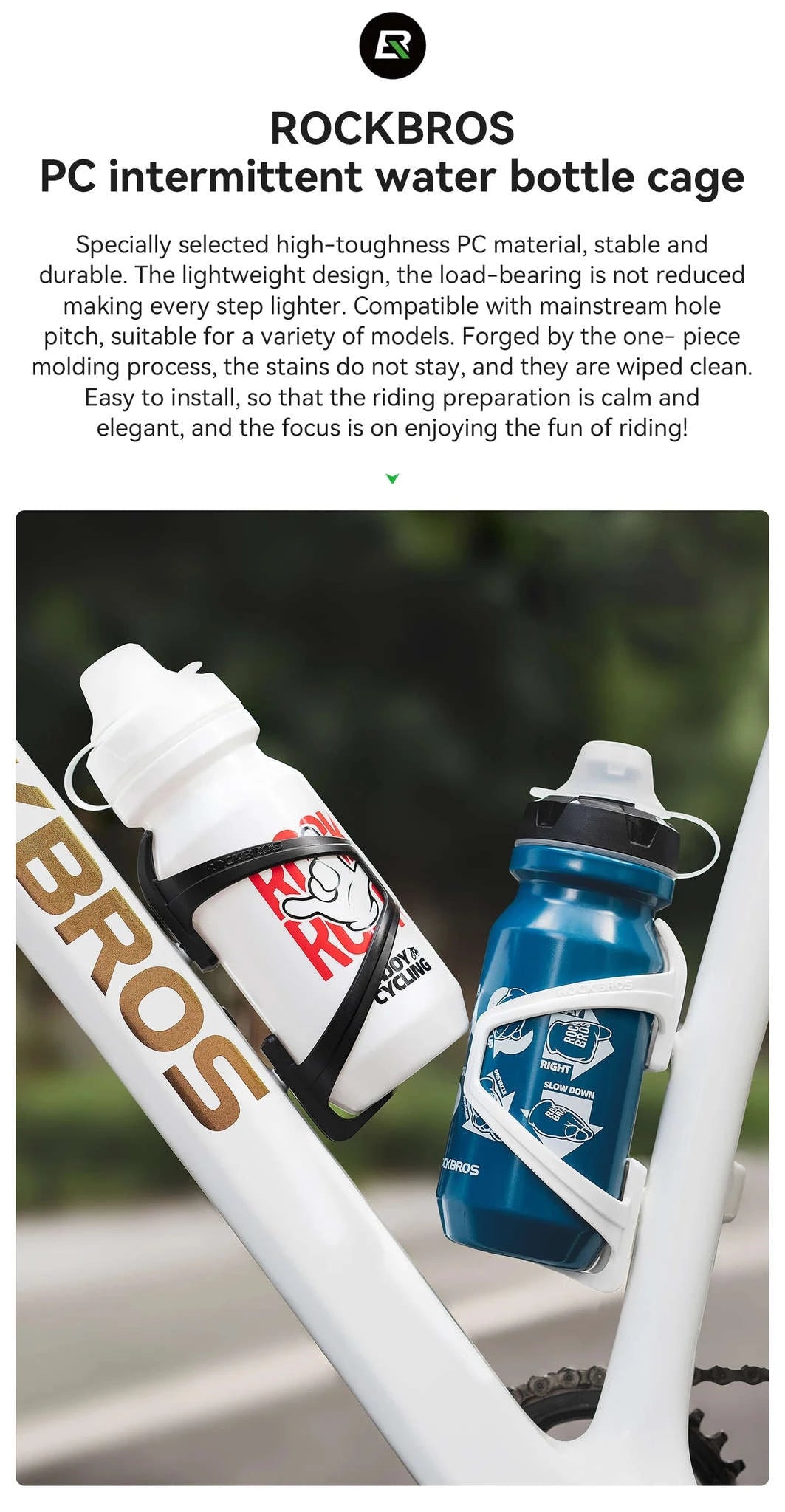 Lightweight Bike Water Bottle Cage – Secure Under 75g Holder-C with 600ml bottle