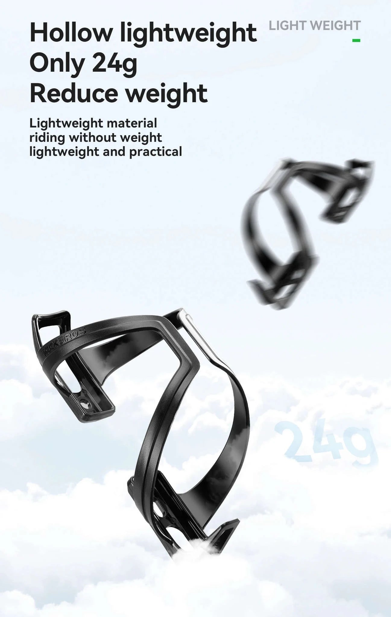 Lightweight Bike Water Bottle Cage – Secure Under 75g Holder-C with 600ml bottle