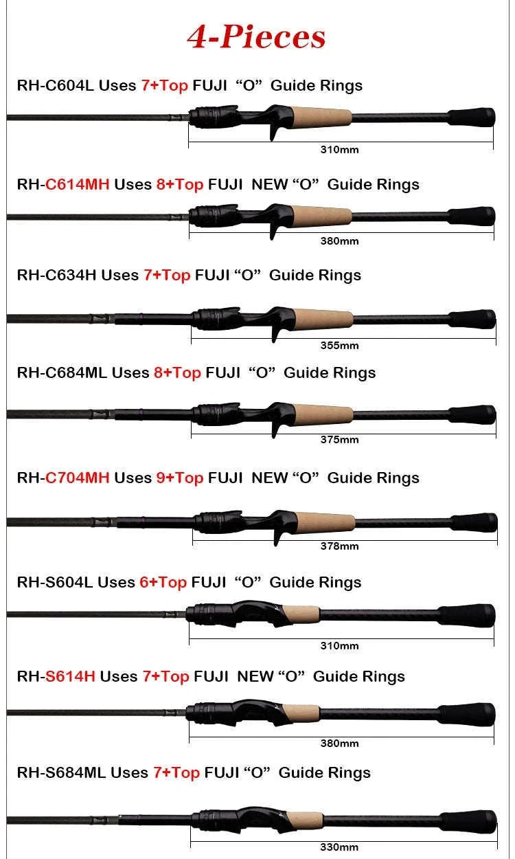 Lightweight Carbon Spinning & Casting Fishing Rod Fast Action Bass Pike-RH-S922M-MF