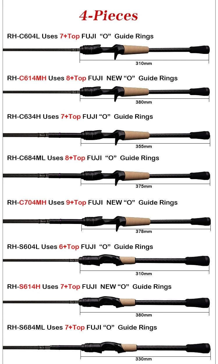 Lightweight Carbon Spinning & Casting Fishing Rod Fast Action Bass Pike-RH-S922M-MF