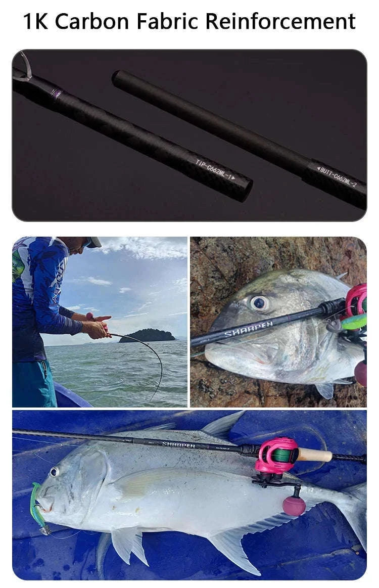 Lightweight Carbon Spinning & Casting Fishing Rod Fast Action Bass Pike-RH-S922M-MF