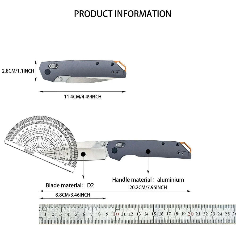 Lightweight Folding Knife 3.4" EDC Spear Point Blade with Reversible Clip-United States / Blue -Aluminium