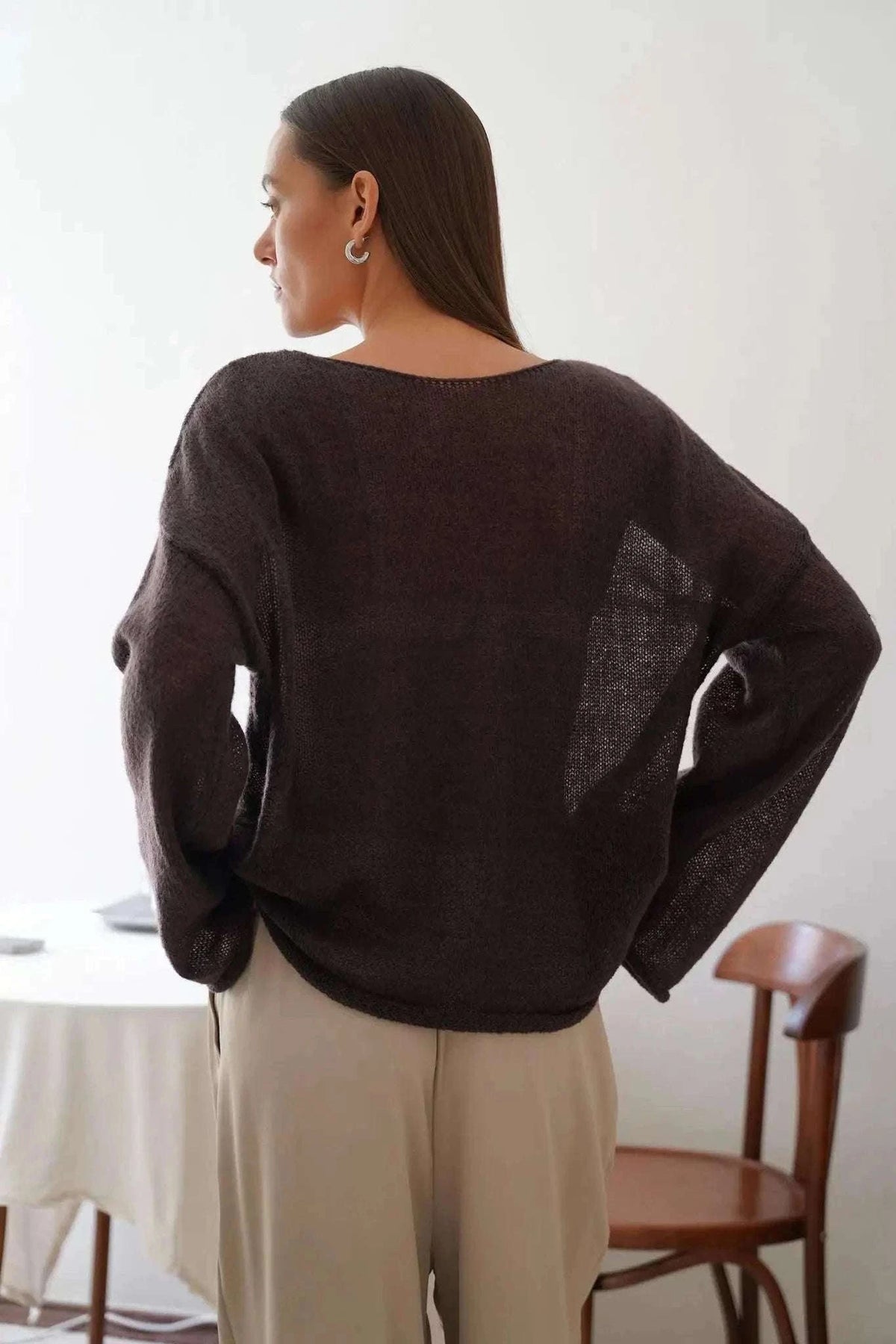 Lightweight Loose Fit Turtleneck Sweater for Women Soft Casual Pullover-GRAY / S