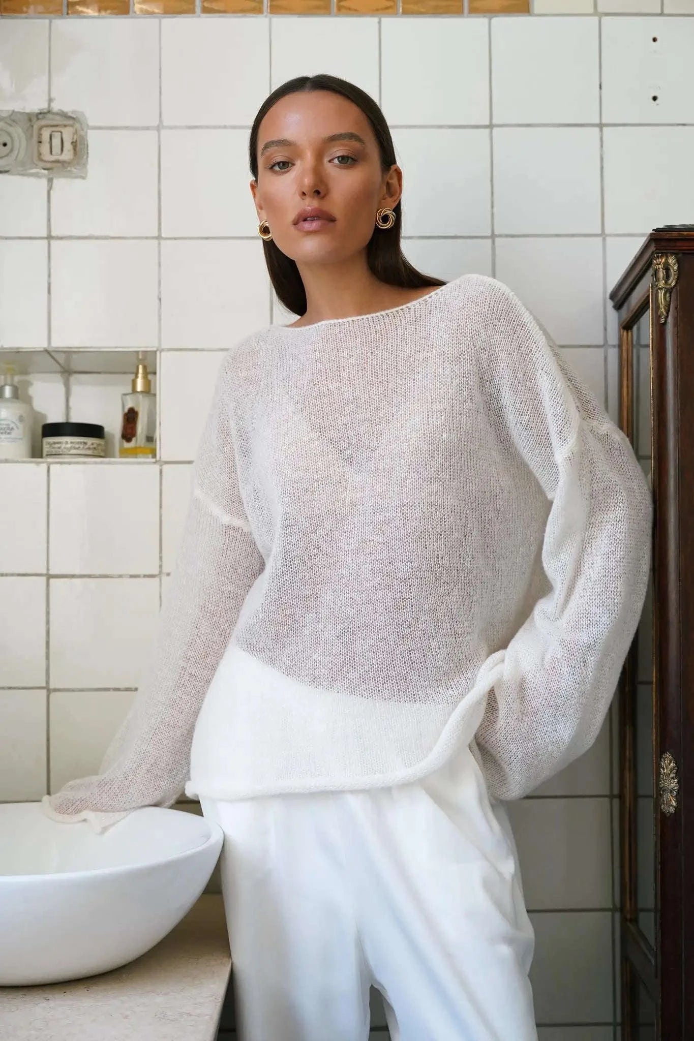 Lightweight Loose Fit Turtleneck Sweater for Women Soft Casual Pullover-GRAY / S
