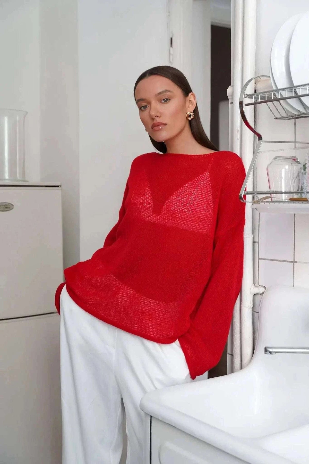 Lightweight Loose Fit Turtleneck Sweater for Women Soft Casual Pullover-GRAY / S