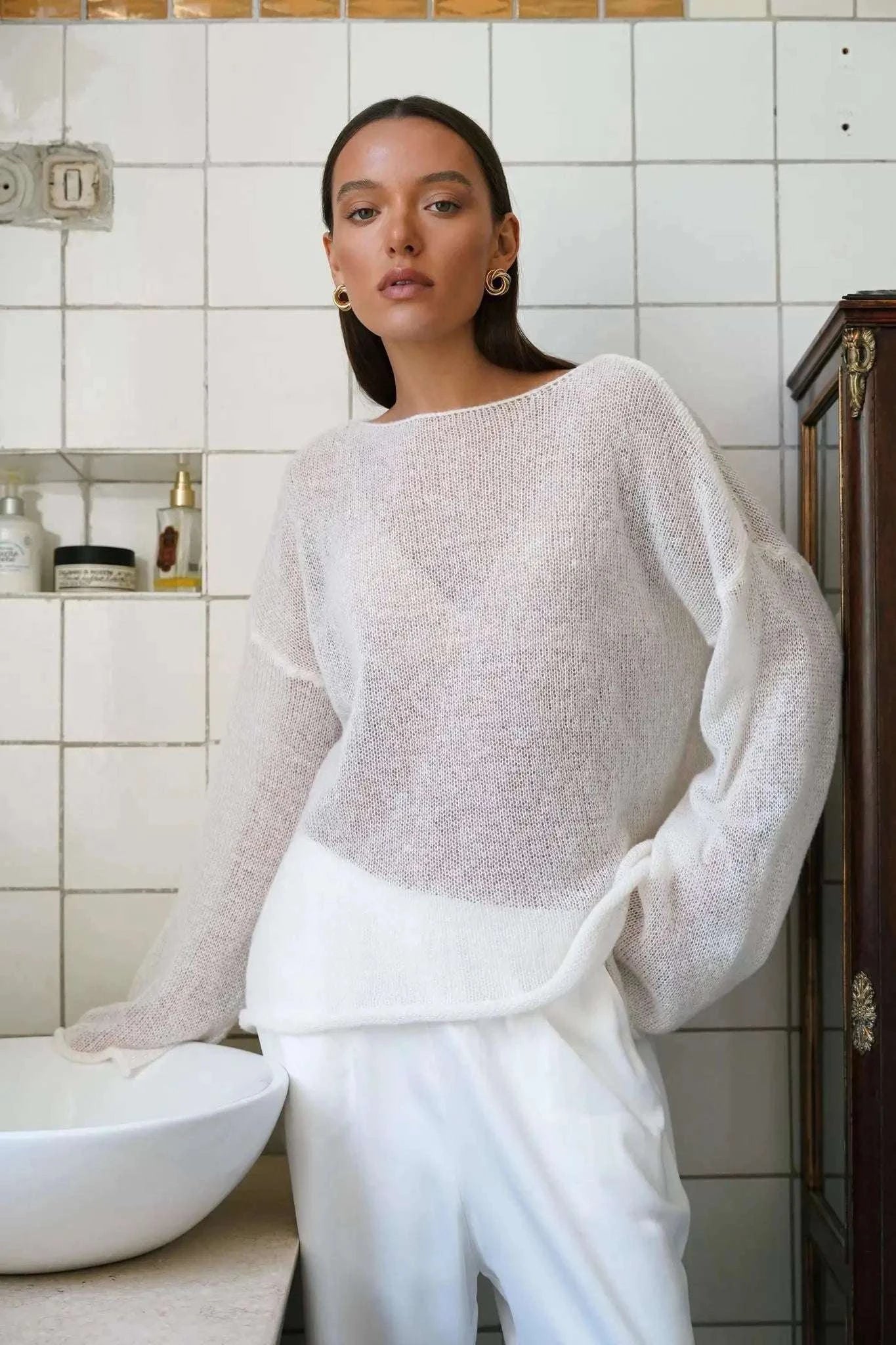 Lightweight Loose Fit Turtleneck Sweater for Women Soft Casual Pullover-GRAY / S