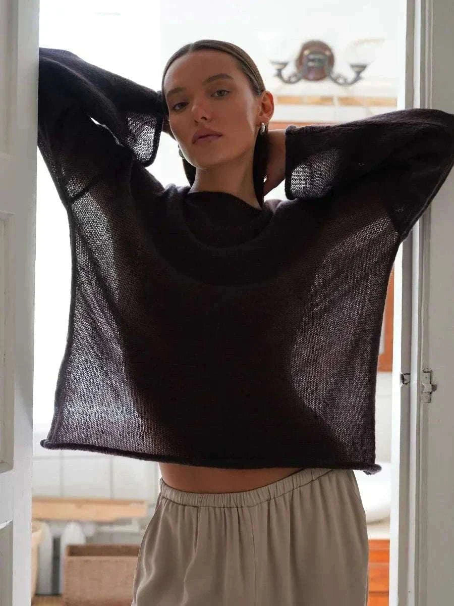 Lightweight Loose Fit Turtleneck Sweater for Women Soft Casual Pullover-GRAY / S
