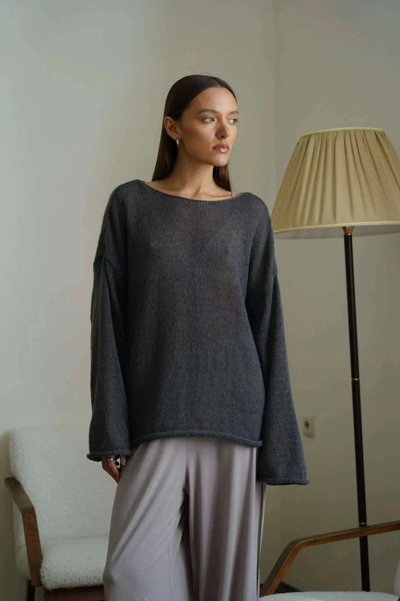 Lightweight Loose Fit Turtleneck Sweater for Women Soft Casual Pullover-