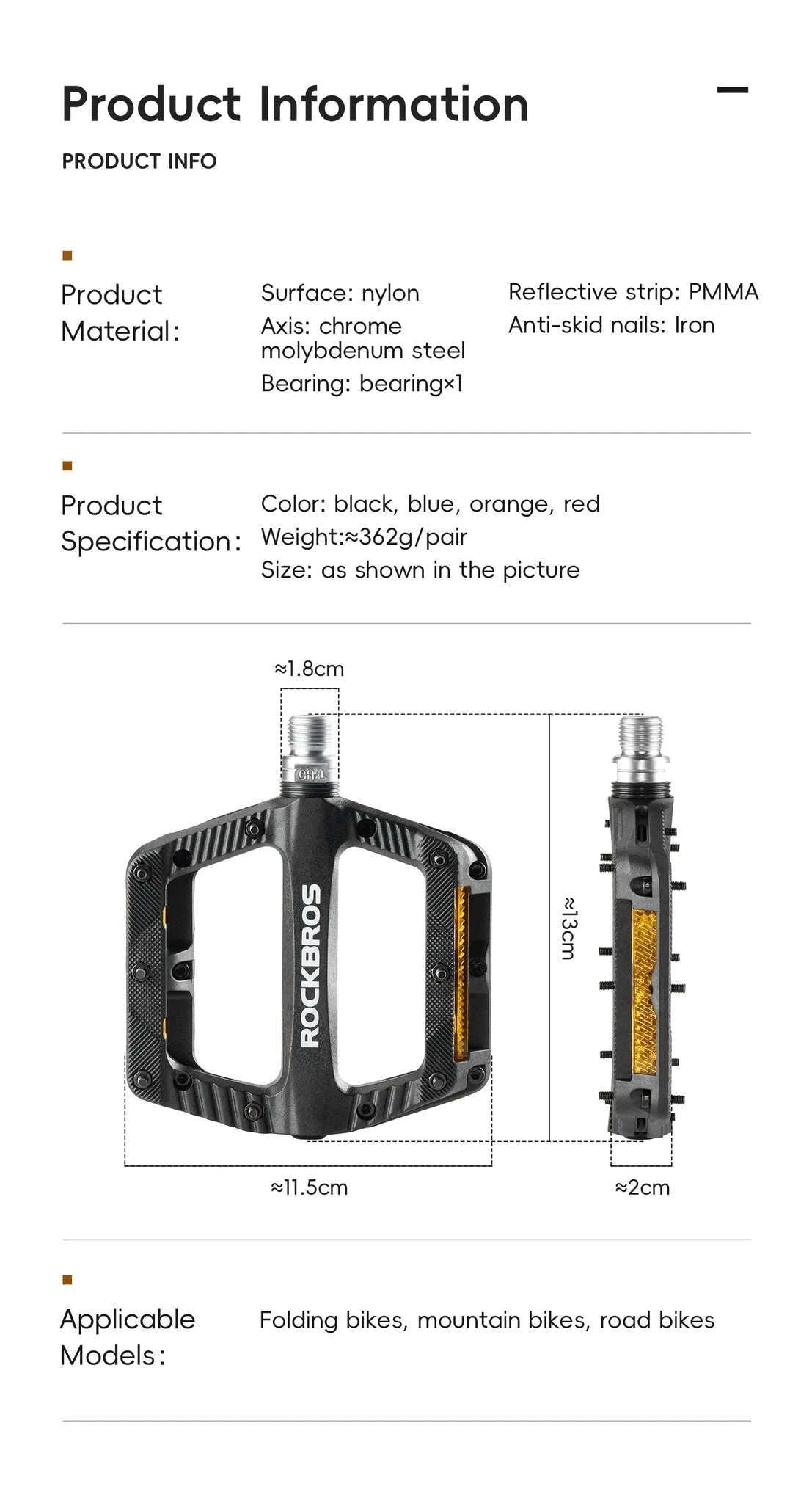 Lightweight Non-Slip Bike Pedals with Sealed Bearings for All Bikes-BP2501-4