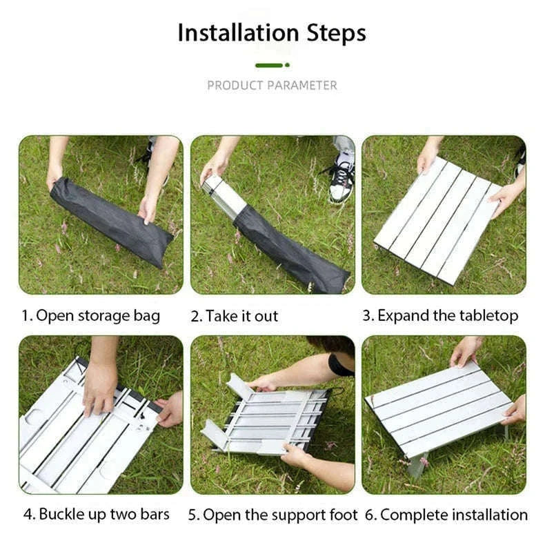 Lightweight Roll-Up Folding Outdoor Table for Camping and Picnic-Black Red