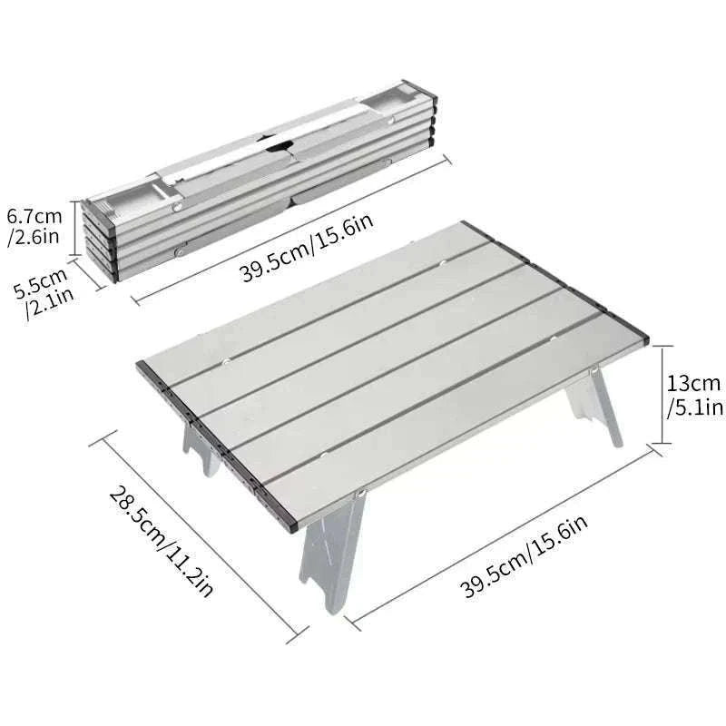 Lightweight Roll-Up Folding Outdoor Table for Camping and Picnic-Black Red