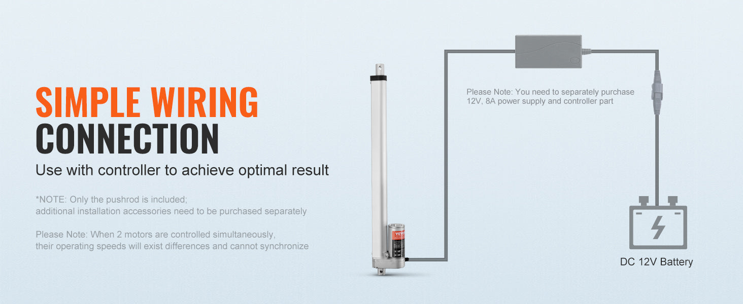 SucceBuy Linear Actuator 12V 400mm High Load 330lbs/1500N Linear Actuator 0.19"/s Linear Motion Actuator with Mounting Bracket