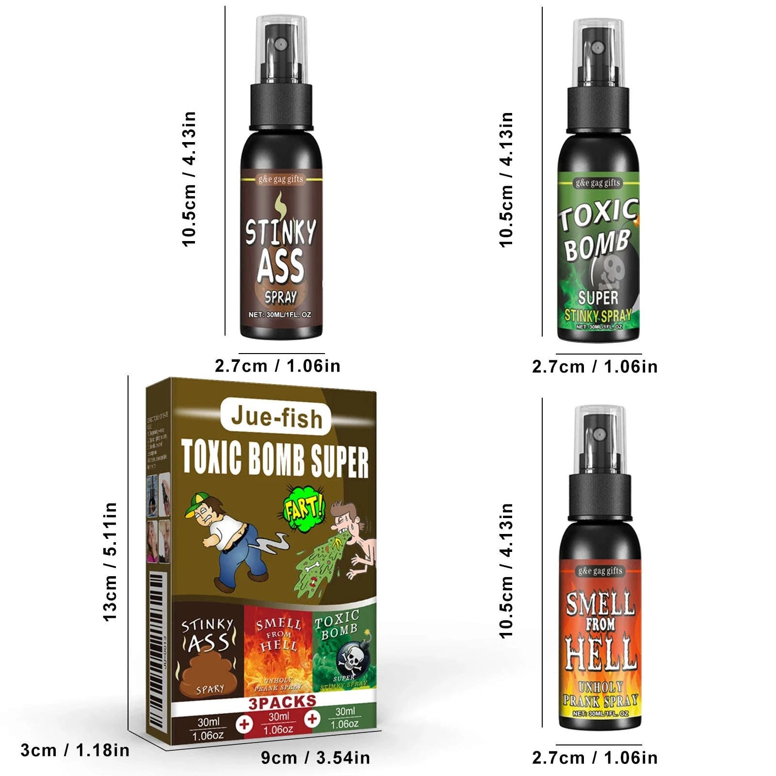Liquid Fart Prank Spray – Stink Bomb Gag for Hilarious Reactions-4pc / United States