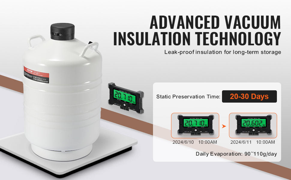 30L Liquid Nitrogen Tank Dewar with Long Storage Time & Canisters