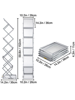 6 Pocket Foldable Literature Rack Stand with Carry Bag