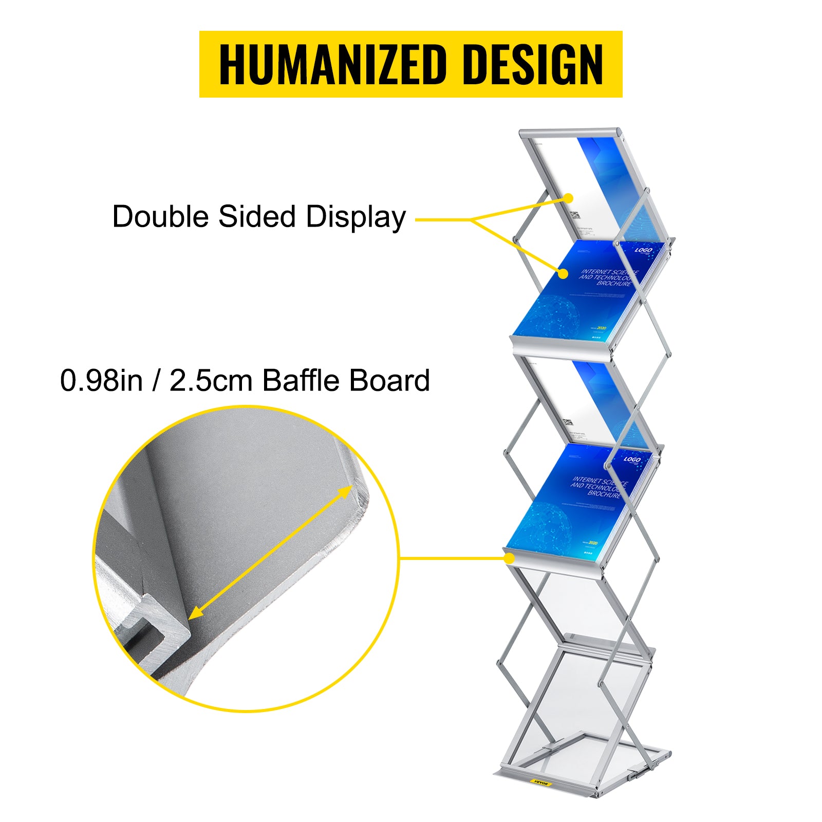6 Pocket Foldable Literature Rack Stand with Carry Bag