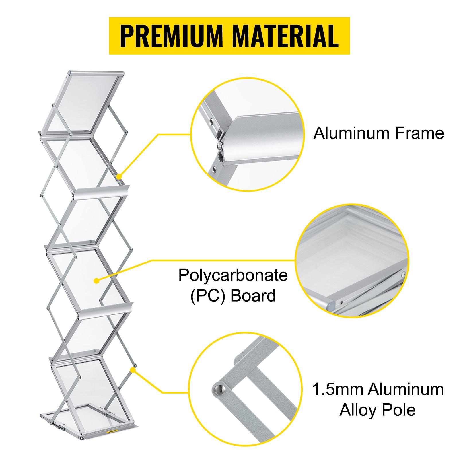 6 Pocket Foldable Literature Rack Stand with Carry Bag
