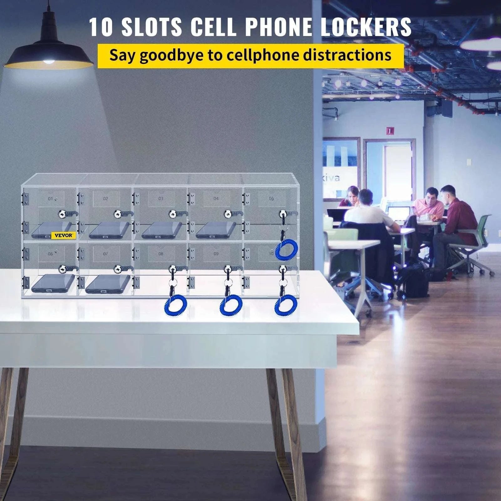 Lockable Cell Phone Storage Locker with 10/20 Slots Acrylic Cabinet-20 Slots / United States